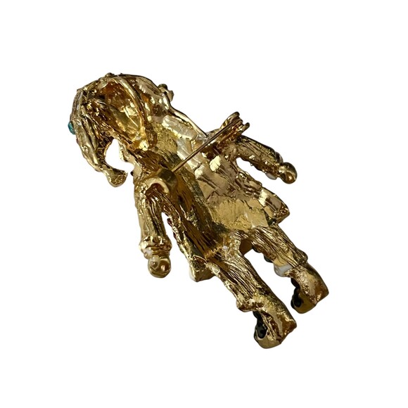 Sparkly Santa Claus Brooch Pin Necklace Pendant, Gold Plated Enamel - Picture 7 of 8